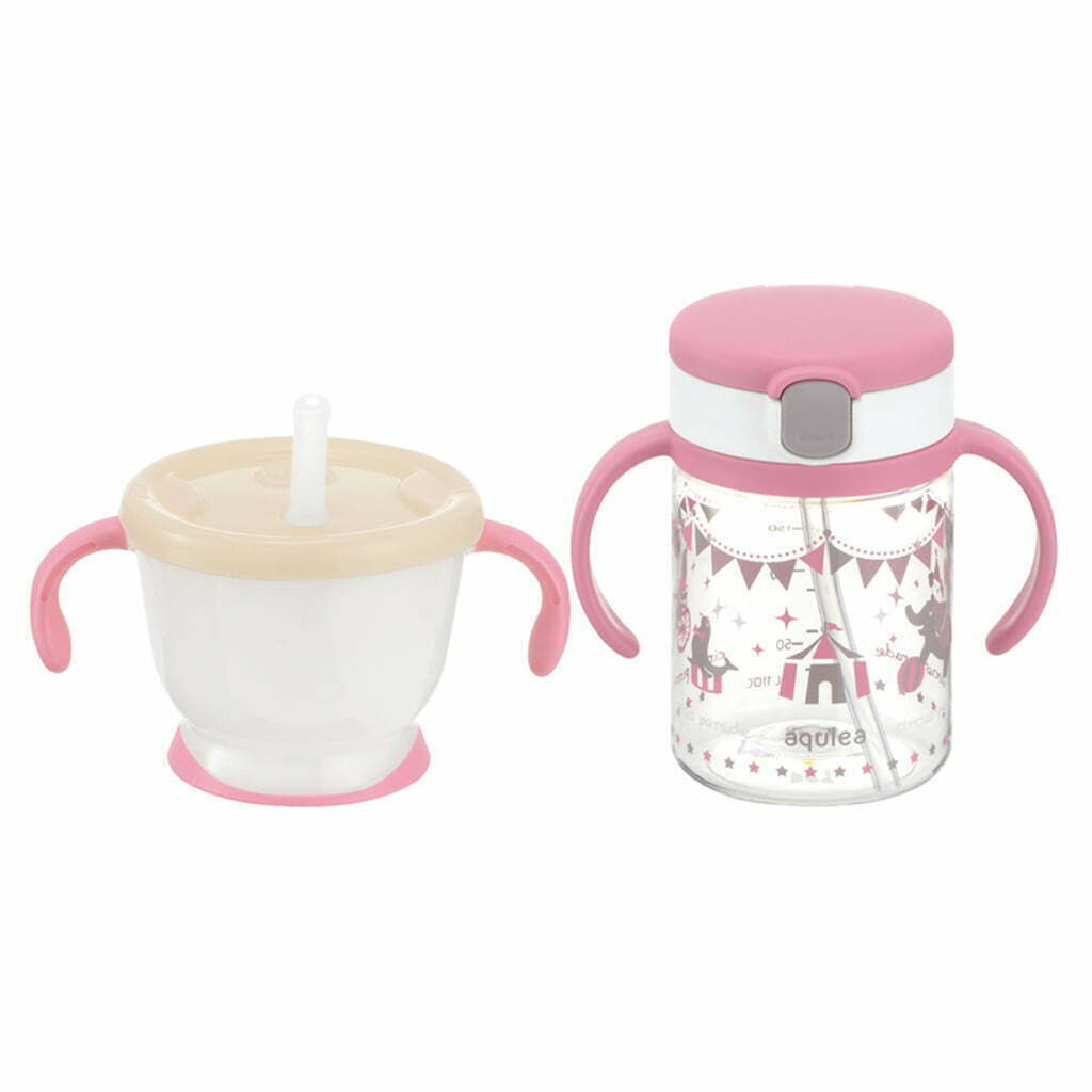 Richell AQ Clear Straw Mug Set – Pink Hayllo