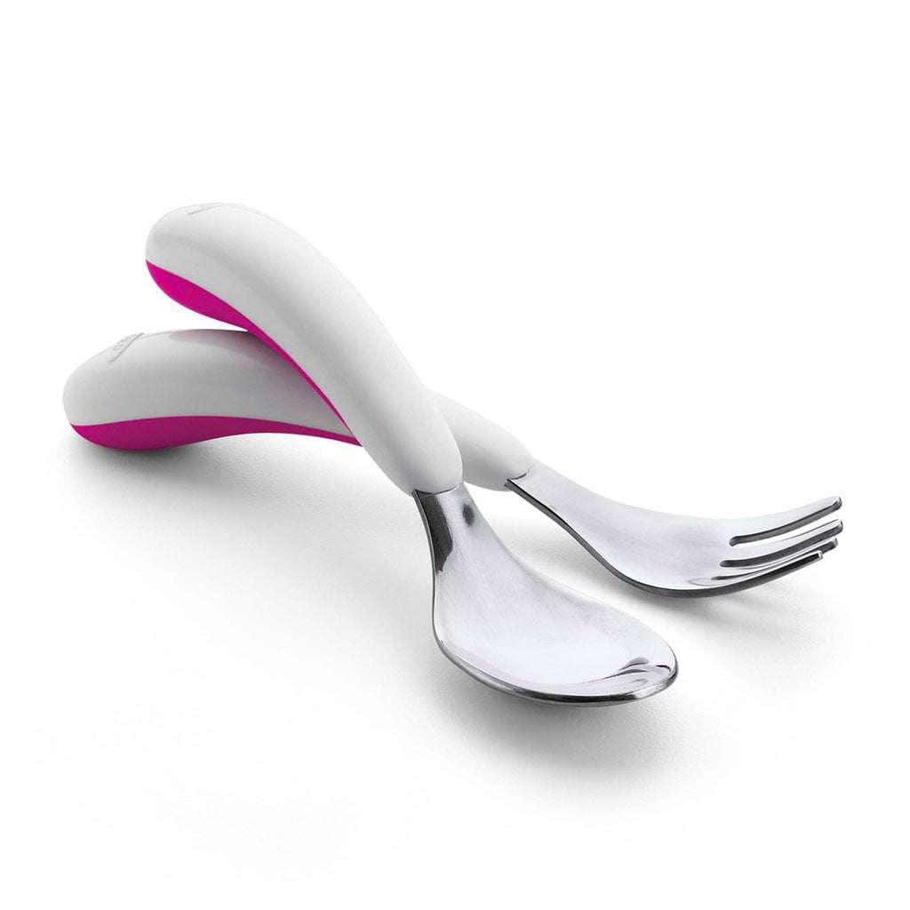 OXO Tot On The Go Fork And Spoon Set - Pink