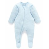 Purebaby Organic 2 Pack Sleepsuit Blue Melange