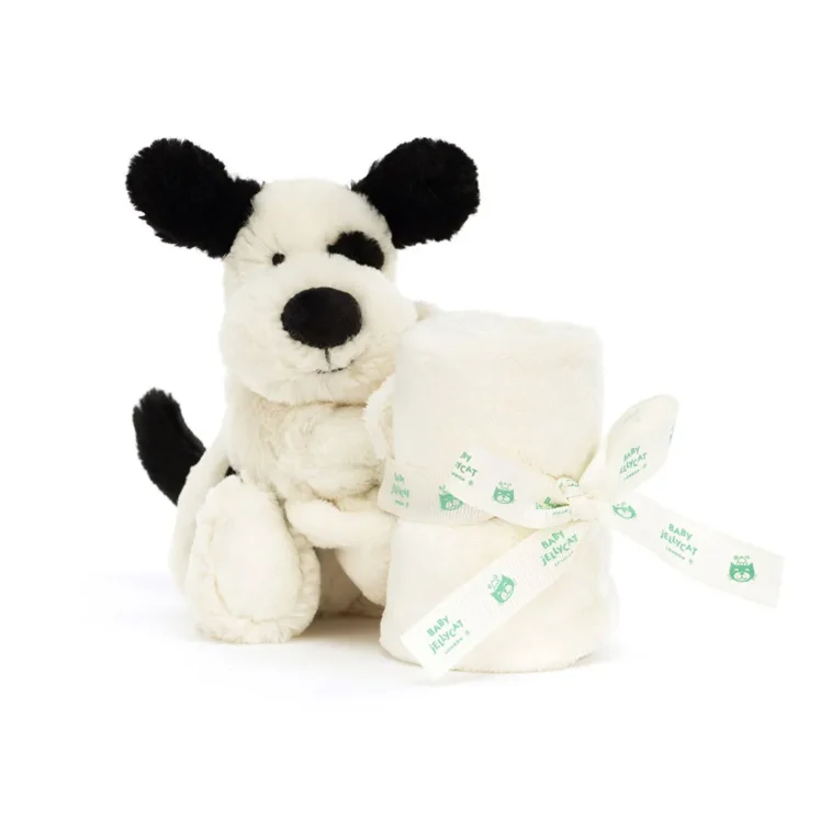 0819 Jellycat Bashful Black and Cream Puppy Soother 2024 01