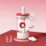 006 01 Zowoki Bl6 High Borosilicate Glass Water Bottle with Handle 1050ml Pink Cat 01