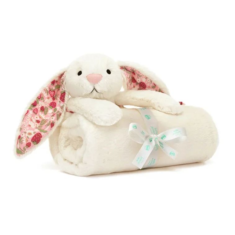 1154 Jellycat Blossom Cream Bunny Berry Blankie 01