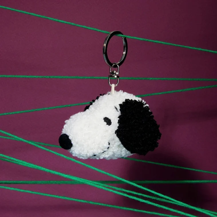 008 01 Peanuts Snoopy Head ECO Tiny Teddy Keychain 4 5cm Cream Ring Edition 02