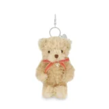 008 01 Snuggle Bunnies Arthur the Bear Keyring Red Stripe Ribbon Bow 01