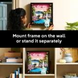 Framed 3d Landscape Art Being Mounted on a Wall Banner Text Reads 'mount Frame on the Wall or Stand It Separately'