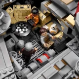 Lego Star Wars Interior Scene with Bb 8 Two Minifigures and a Circular Control Panel Inside a Gray Ship Hull tan Seating Area