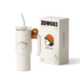 010 01 Zowoki Q15 Stainless Steel Thermos Tumbler with Stainless Steel Straw 1250ml White Cloud 01