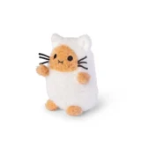 Soft Plush Cat Toy with a White Fluffy Body and Orange Face and Paws Standing and Waving a Paw