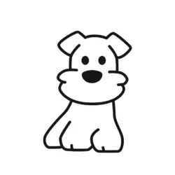 Cute Cartoon Puppy Sitting and Facing Forward