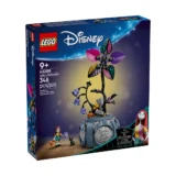 Lego Disney Nightmare Before Christmas Box Art 346 piece Set for Ages 9+ Featuring a Flower like Sculpture on a Circular Pedestal with Sally Minifigure and Spooky Accessories