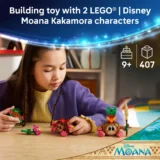Promo Image for Disney Moana Lego Sets a Young Girl Builds Colorful Moana Character Figures at a Table