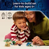Child and Adult Smiling As They Play with Colorful Lego Bricks from a Learn to build Set on the Floor 4+ Set 107 Pieces Shown